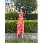 Vestido Cecilia Laranja e Vermelho Estampado 