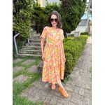 Vestido Cecilia Laranja e Coral Estampado