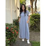 Vestido Gisele Azul Bic Listrado