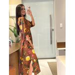 Vestido Angela Marrom Estampado