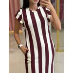 Vestido Camili Vinho Listrado