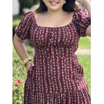 Vestido Michele Vinho Liberty