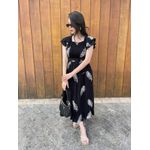 Vestido Lorena Preto Folhas