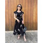 Vestido Lorena Preto Folhas