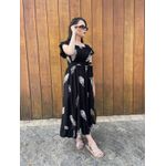 Vestido Lorena Preto Folhas