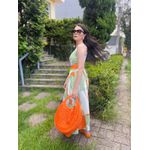 Vestido Mel Estampado Verde e Laranja 