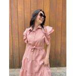 Vestido Catarina Rosa Riscas de Giz