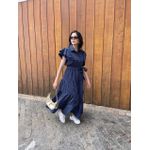 Vestido Catarina Azul Marinho Riscas de Giz
