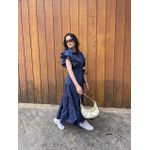 Vestido Catarina Azul Marinho Riscas de Giz