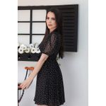 Vestido Monique Preto Corações Brancos