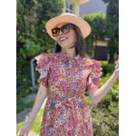 Vestido Catarina Floral Fundo Marsala Plus