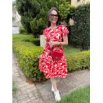 Vestido Aline Estampa Laranja Abstrato