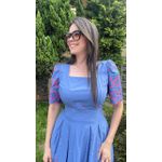 Vestido Liz Azul Bordado