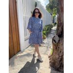 Vestido Bia Azul Poá Branco