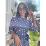 Vestido Bia Azul Poá Branco