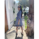 Vestido Bia Azul Poá Branco