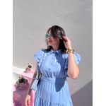 Vestido Catarina Azul Riscas de Giz
