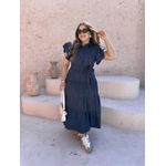 Vestido Catarina Azul Marinho Risca de Giz Plus