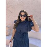 Vestido Catarina Azul Marinho Risca de Giz Plus