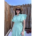 Vestido Catarina Verde Menta Riscas de Giz Plus
