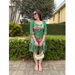 Vestido Clarice Verde Mix de Estampas
