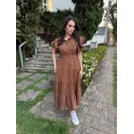 Vestido Catarina Marrom Risca de Giz 