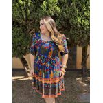 Vestido Clarice Azul Marinho Animal Print 
