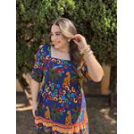 Vestido Clarice Azul Marinho Animal Print 