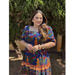 Vestido Clarice Azul Marinho Animal Print 
