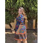Vestido Clarice Azul Marinho Animal Print 