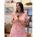 Vestido Ihuly Vermelho Listrado Corações