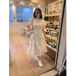 Vestido Ihuly Bege Listrado Corações