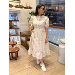 Vestido Ihuly Bege Listrado Corações