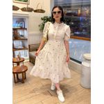 Vestido Ihuly Bege Listrado Corações