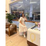 Vestido Ihuly Bege Listrado Corações