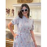 Vestido Ihuly Azul Listrado Corações