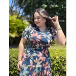 Vestido Marcela Azul Marinho Estampado