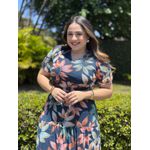 Vestido Marcela Azul Marinho Estampado