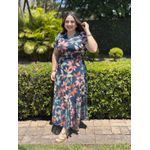 Vestido Marcela Azul Marinho Estampado