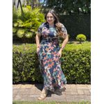 Vestido Marcela Azul Marinho Estampado