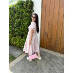 Vestido Poliana Rosa Listrado Corações