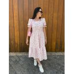 Vestido Poliana Rosa Listrado Corações