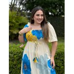 Vestido Rute Estampado Azul e Azul Claro