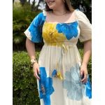 Vestido Rute Estampado Azul e Azul Claro