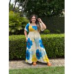 Vestido Rute Estampado Azul e Azul Claro