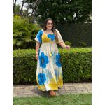 Vestido Rute Estampado Azul e Azul Claro