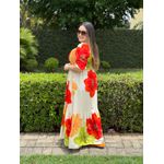 Vestido Rute Estampado Vermelho e laranja