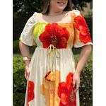 Vestido Rute Estampado Vermelho e laranja
