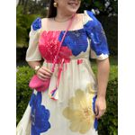 Vestido Rute Estampado Rosa e Azul