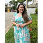 Vestido Mariana Verde Agua Floral